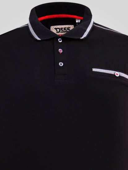 D555 Potts Jersey Polo With Jacquard Collar & Cuffs Črna - Polo majice - Moške Polo Majice za Močnejše Postave