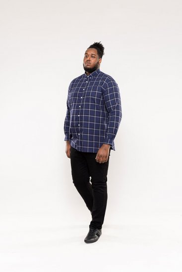 D555 Townsville Check Button Down Collar Shirt Navy - Srajce - Moške srajce za Močnejše Postave
