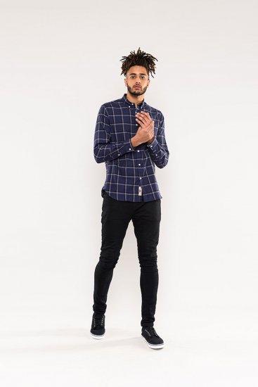 D555 Townsville Check Button Down Collar Shirt Navy - Srajce - Moške srajce za Močnejše Postave