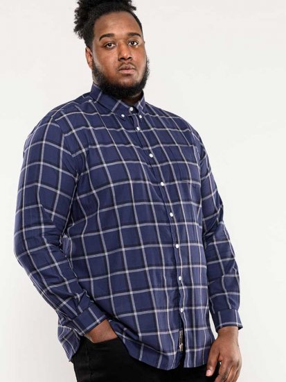 D555 Townsville Check Button Down Collar Shirt Navy - Srajce - Moške srajce za Močnejše Postave