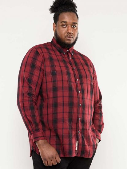 D555 Benalla Check Long Sleeve Button Down Shirt - Srajce - Moške srajce za Močnejše Postave
