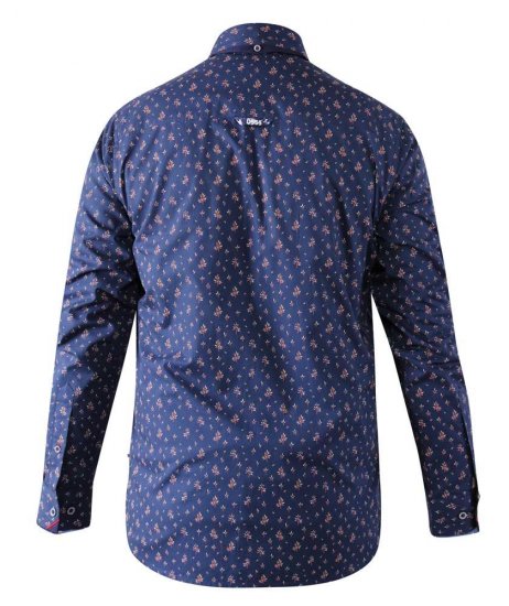 D555 Edmund AOP Shirt Navy - Srajce - Moške srajce za Močnejše Postave