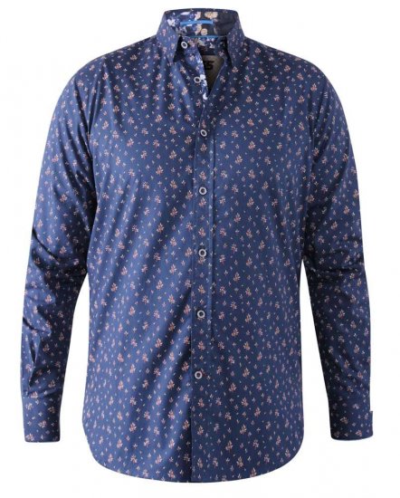 D555 Edmund AOP Shirt Navy - Srajce - Moške srajce za Močnejše Postave