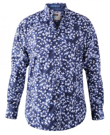 D555 Harrow AOP Shirt Blue - Srajce - Moške srajce za Močnejše Postave