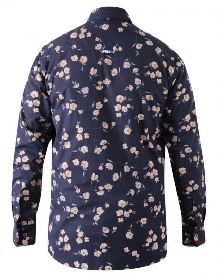 D555 Rooksey Floral Print Shirt Navy - Srajce - Moške srajce za Močnejše Postave