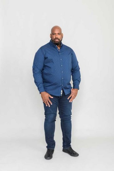 D555 Chilton LS Shirt Navy - Srajce - Moške srajce za Močnejše Postave