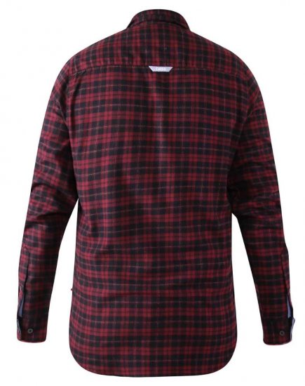 D555 Holton Dark Red Checked Flannel Shirt - Srajce - Moške srajce za Močnejše Postave