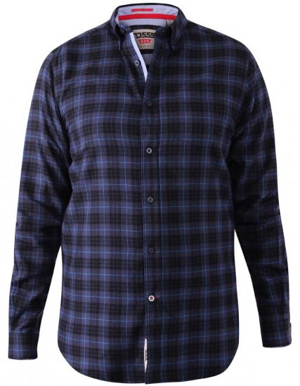 D555 Dovercourt Flannel Check Shirt Blue and Black - Srajce - Moške srajce za Močnejše Postave