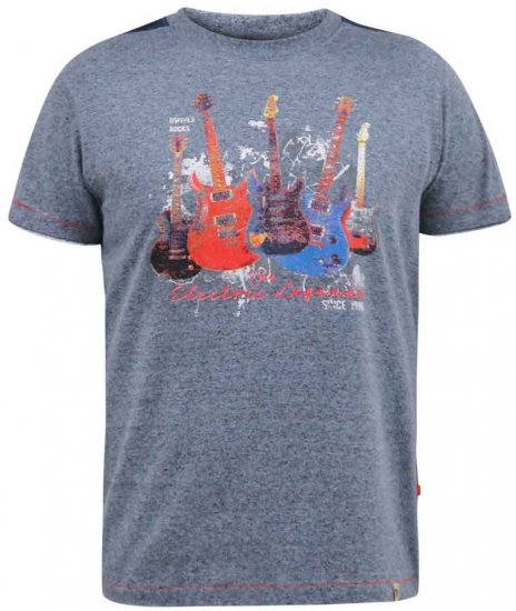 D555 Sharnbrook Electric Legends Guitar Print T-Shirt - Kratke Majice - Moške kratke majice za močnejše postave