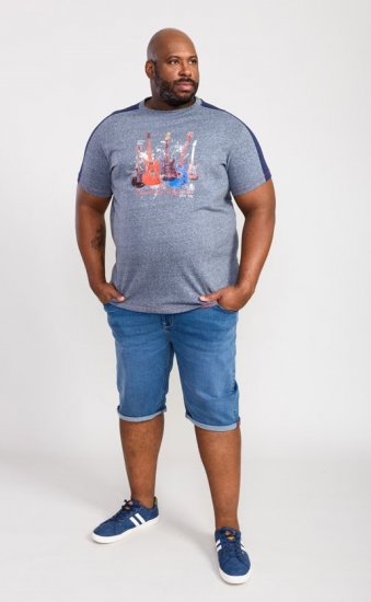 D555 Sharnbrook Electric Legends Guitar Print T-Shirt - Kratke Majice - Moške kratke majice za močnejše postave