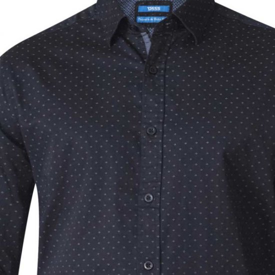 D555 Jahine Long Sleeve Printed Shirt Black - Srajce - Moške srajce za Močnejše Postave