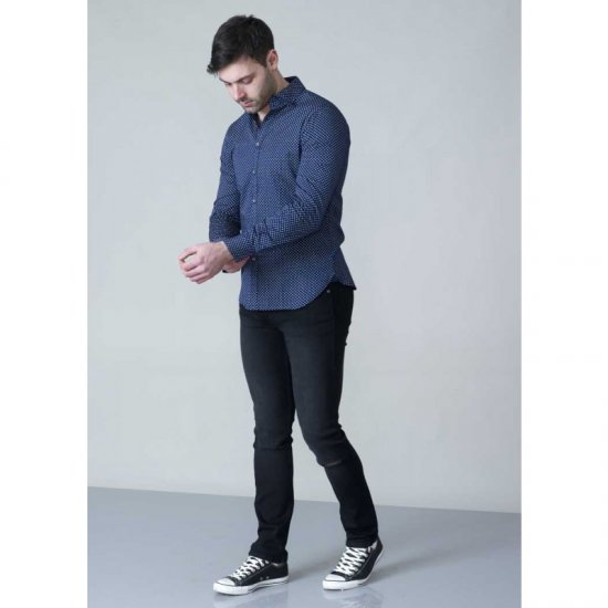 D555 Lavar Long Sleeve Diamond Printed Shirt - Srajce - Moške srajce za Močnejše Postave