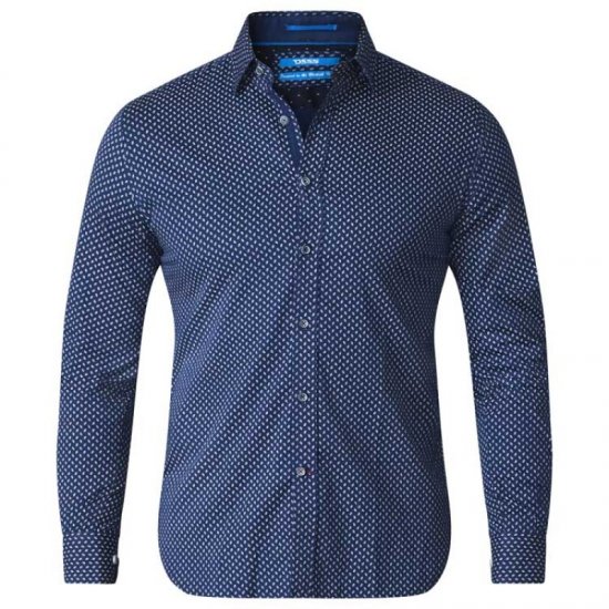 D555 Lavar Long Sleeve Diamond Printed Shirt - Srajce - Moške srajce za Močnejše Postave