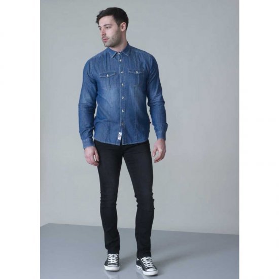 D555 Adcock Long Sleeve Vintage Denim Shirt - Srajce - Moške srajce za Močnejše Postave