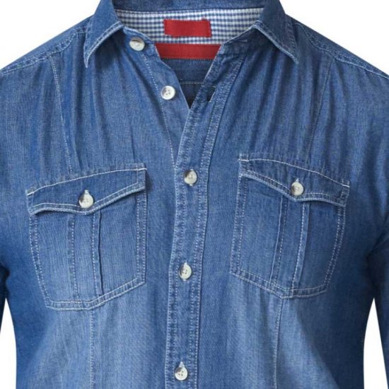 D555 Adcock Long Sleeve Vintage Denim Shirt - Srajce - Moške srajce za Močnejše Postave