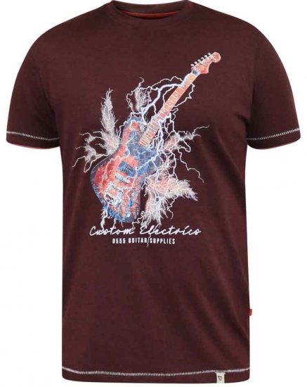 D555 Redbourn Lightning Bolt Guitar Printed T-Shirt - Kratke Majice - Moške kratke majice za močnejše postave
