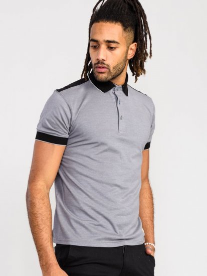 D555 Prinstead Pique Polo Shirt Grey - Polo majice - Moške Polo Majice za Močnejše Postave