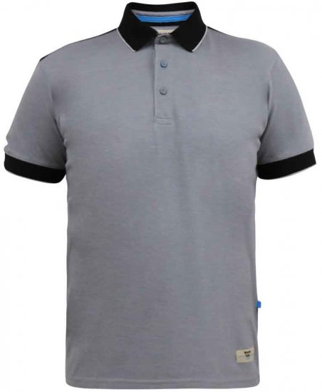 D555 Prinstead Pique Polo Shirt Grey - Polo majice - Moške Polo Majice za Močnejše Postave