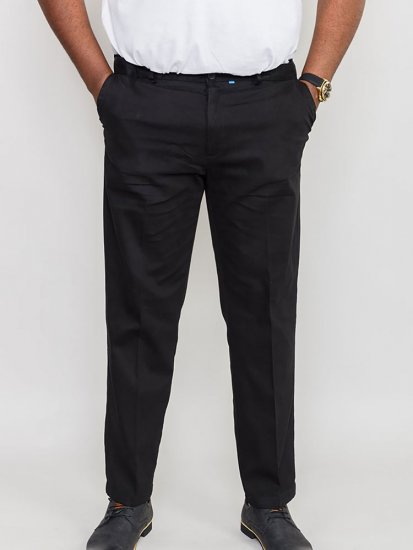 D555 Bruno Stretch Chino pants with Extenda Waist Black - Kavbojke & hlače - Moške Kavbojke in Hlače za Močnejše Postave