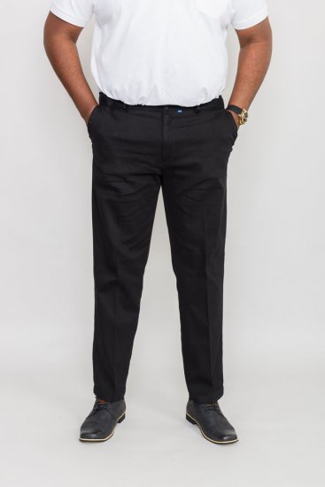 D555 Bruno Stretch Chino pants with Extenda Waist Black - Kavbojke & hlače - Moške Kavbojke in Hlače za Močnejše Postave