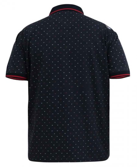 D555 Ashwell Ao Printed Polo Shirt Dark Navy - Polo majice - Moške Polo Majice za Močnejše Postave