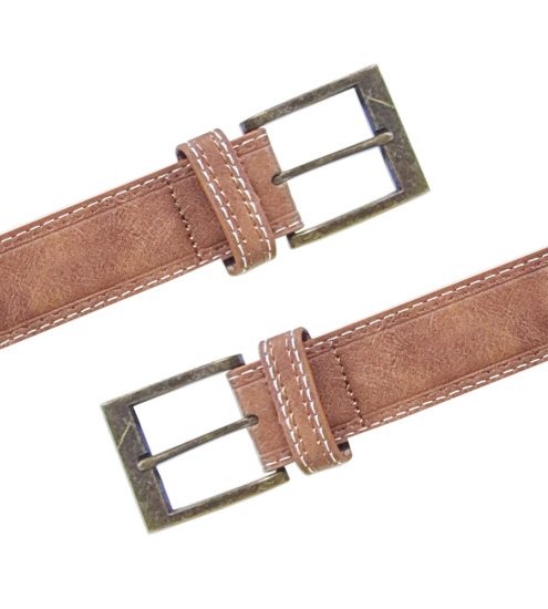 D555 Dylan Tan Bonded Leather Belt - Pasovi - Moški Pasovi Večje Velikosti