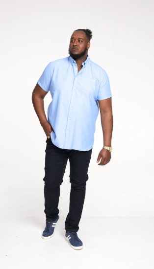 D555 James Short Sleeve Oxford Shirt Sky Blue - Srajce - Moške srajce za Močnejše Postave
