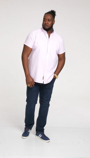 D555 James Short Sleeve Oxford Shirt Pink - Srajce - Moške srajce za Močnejše Postave