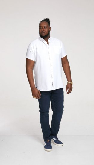 D555 James Short Sleeve Oxford Shirt White - Srajce - Moške srajce za Močnejše Postave