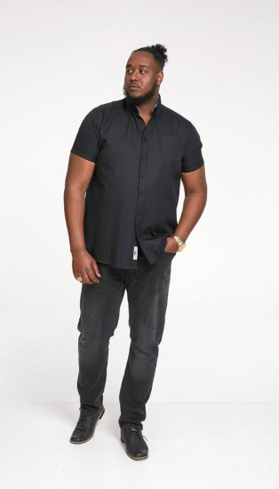 D555 James Short Sleeve Oxford Shirt Black - Srajce - Moške srajce za Močnejše Postave