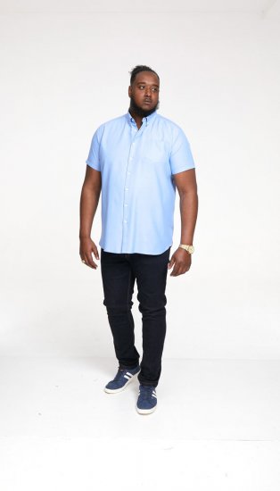 D555 James Short Sleeve Oxford Shirt Sky Blue - Srajce - Moške srajce za Močnejše Postave