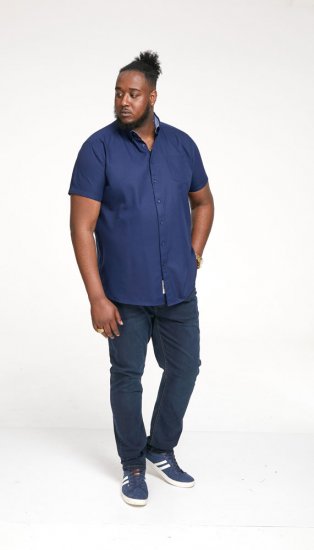 D555 James Short Sleeve Oxford Shirt Navy - Srajce - Moške srajce za Močnejše Postave