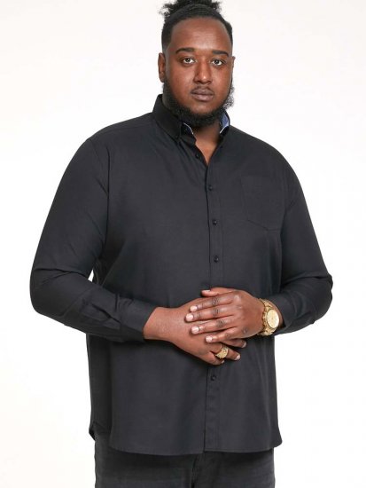 D555 Richard Long Sleeve Oxford Shirt Black - Srajce - Moške srajce za Močnejše Postave