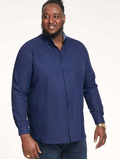 D555 Richard Long Sleeve Oxford Shirt Navy - Srajce - Moške srajce za Močnejše Postave