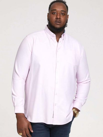 D555 Richard Long Sleeve Oxford Shirt Pink - Srajce - Moške srajce za Močnejše Postave