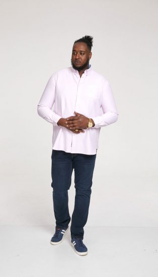 D555 Richard Long Sleeve Oxford Shirt Pink - Srajce - Moške srajce za Močnejše Postave