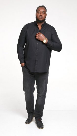 D555 Richard Long Sleeve Oxford Shirt Black - Srajce - Moške srajce za Močnejše Postave