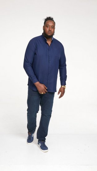 D555 Richard Long Sleeve Oxford Shirt Navy - Srajce - Moške srajce za Močnejše Postave