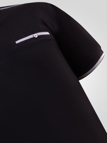 D555 Potts Jersey Polo With Jacquard Collar & Cuffs Črna - Polo majice - Moške Polo Majice za Močnejše Postave