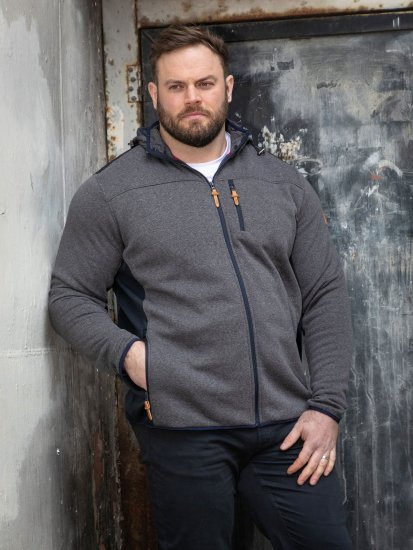 D555 Conrad Detachable Hood Bonded Fleece Zip Through Hoody TALL Mornarska - TALL puloverji - TALL puloverji in jopice s kapuco