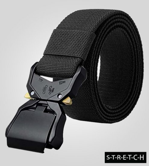 D555 Dale Tactical Stretch Webbing Belt with Heavy Duty Quick Release Buckle Black - Pasovi - Moški Pasovi Večje Velikosti