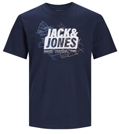 Jack & Jones JCOMAP LOGO T-Shirt Navy Blazer - Kratke Majice - Moške kratke majice za močnejše postave