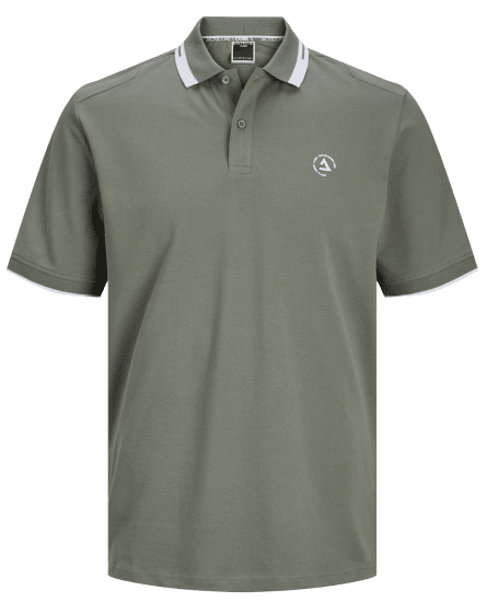Jack & Jones JCOHASS LOGO Polo Agave Green - Polo majice - Moške Polo Majice za Močnejše Postave