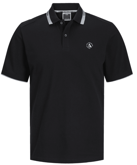 Jack & Jones JCOHASS LOGO Polo Black - Polo majice - Moške Polo Majice za Močnejše Postave
