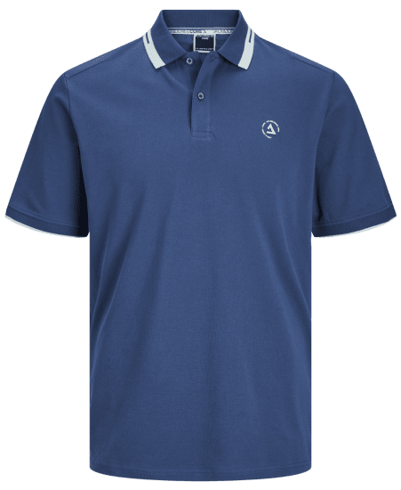 Jack & Jones JCOHASS LOGO Polo Ensign Blue - Polo majice - Moške Polo Majice za Močnejše Postave