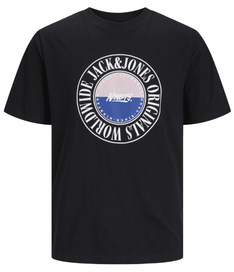 Jack & Jones JORCOBIN T-Shirt Black - Kratke Majice - Moške kratke majice za močnejše postave