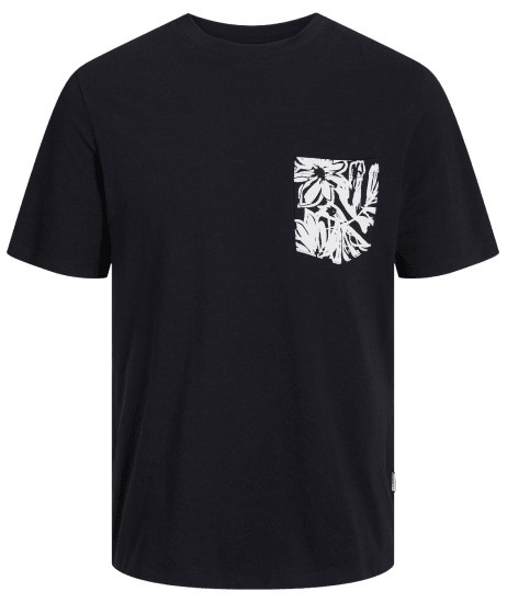 Jack & Jones JORLAFAYETTE POCKET T-Shirt Black - Kratke Majice - Moške kratke majice za močnejše postave