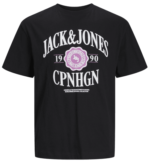 Jack & Jones JORLUCCA BRANDING T-Shirt Black - Kratke Majice - Moške kratke majice za močnejše postave