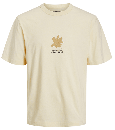 Jack & Jones JOREASTER ACTIVITY T-Shirt Buttercream - Kratke Majice - Moške kratke majice za močnejše postave