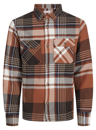 Jack & Jones Darren Flannel Overshirt rjava - Srajce - Moške srajce za Močnejše Postave